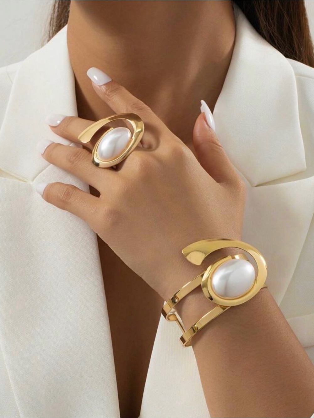 Gold & White Pearl-Accent Ring